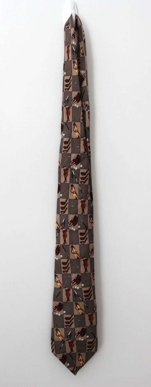 Van Heusen Mens Golf Tie Grey/Brown Pre-Owned